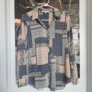 Rose & Olive Blue and Pink Patchwork Blouse